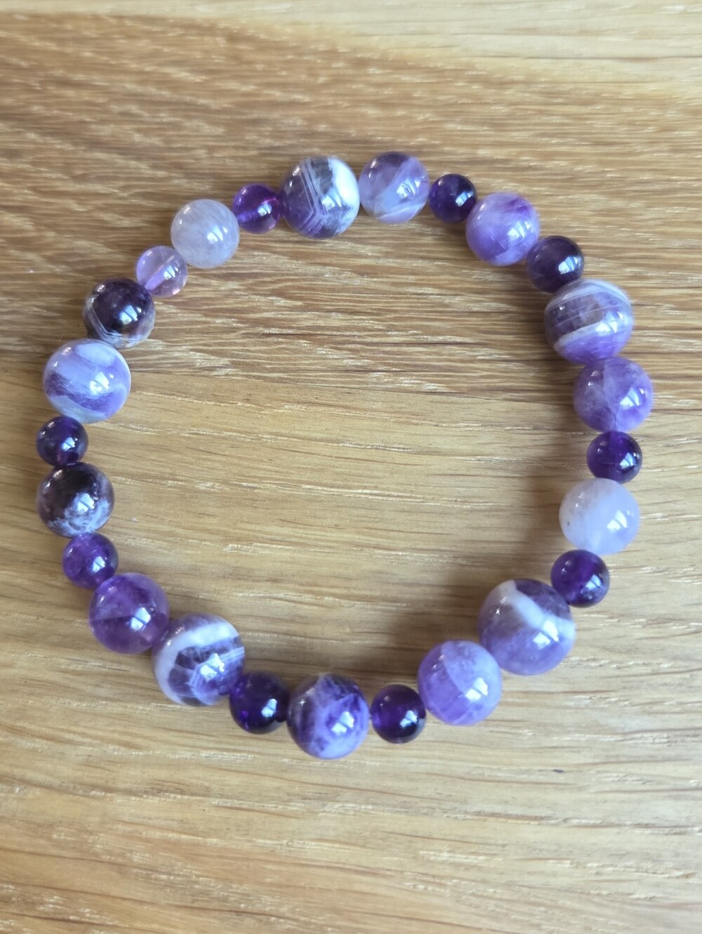 Amethyst Beaded Stretch Bracelet | Handmade